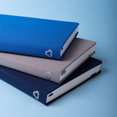 Бизнес-блокнот OXI, A5, синий, твердая обложка, RPET, в линейку (синий)