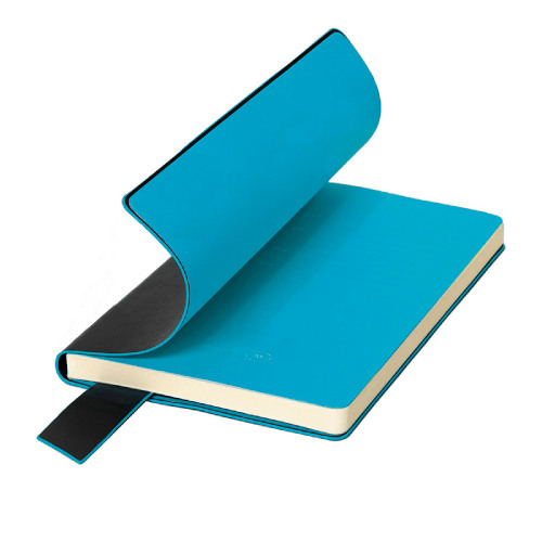 Бизнес-блокнот "Trendi", 130*210 мм, черно-голубой, мягкая обложка, в линейку (тёмно-серый, голубой)