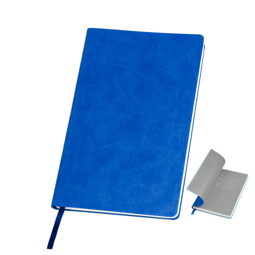 Бизнес-блокнот "Funky" А5, синий, серый форзац, мягкая обложка, в линейку  (синий, серый)