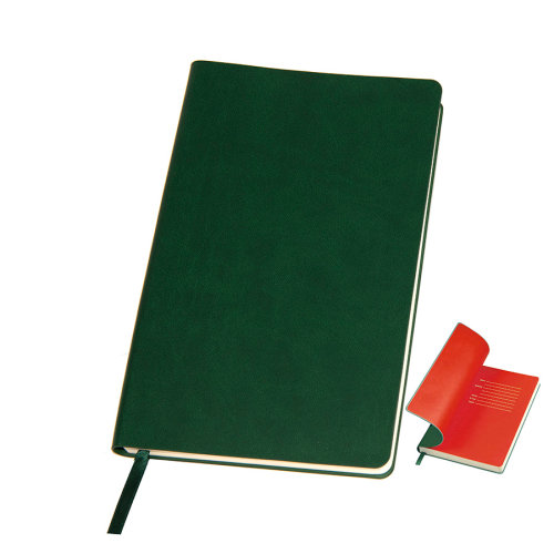 Бизнес-блокнот "Funky", 130*210 мм, зеленый, красный форзац, мягкая обложка, в линейку (зеленый, красный)
