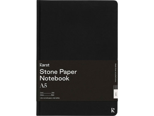 Блокнот из каменной бумаги Karst формата A5 в твердом переплете, квадратный, черный