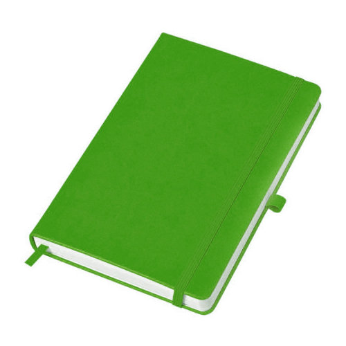 Бизнес-блокнот "Justy", 130*210 мм, светло-зеленый, твердая обложка,  резинка 7 мм, блок-линейка (лаймовый)