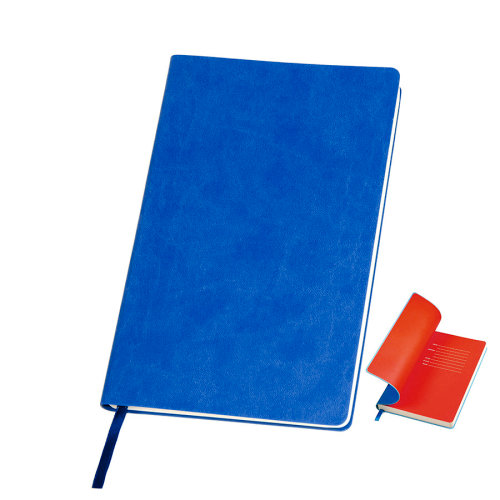 Бизнес-блокнот "Funky", 130*210 мм, синий, красный форзац, мягкая обложка, блок-линейка (синий, красный)