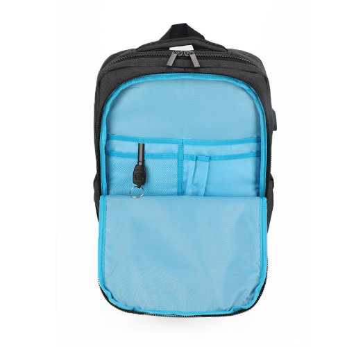 Функциональный рюкзак CORE с RFID защитой (тёмно-серый, голубой)