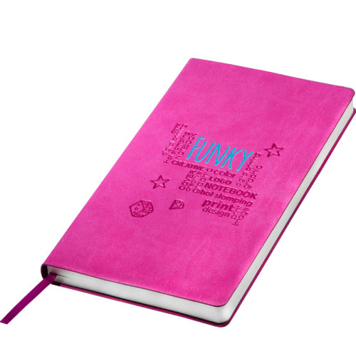 Бизнес-блокнот "Funky", 130*210 мм, розовый, фиолетовый  форзац, мягкая обложка,  в линейку (розовый, фиолетовый)