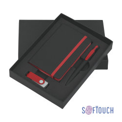 Подарочный набор "Андрия", покрытие soft touch, черный с красным