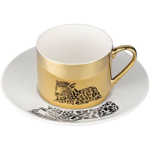 Золотая чашка с леопардом