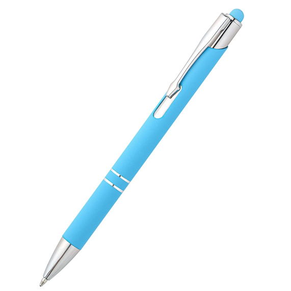 [Ручка металлическая Ingrid софт-тач, голубая]