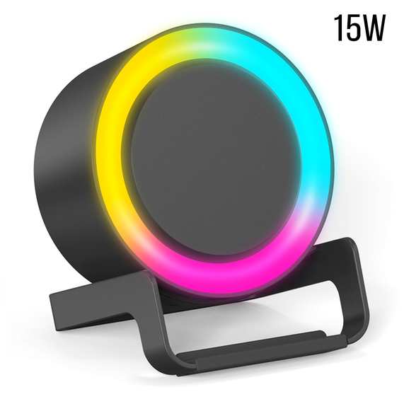[Беспроводная Bluetooth колонка U-Tone RGB c функцией беспроводной зарядки 15W, черный]
