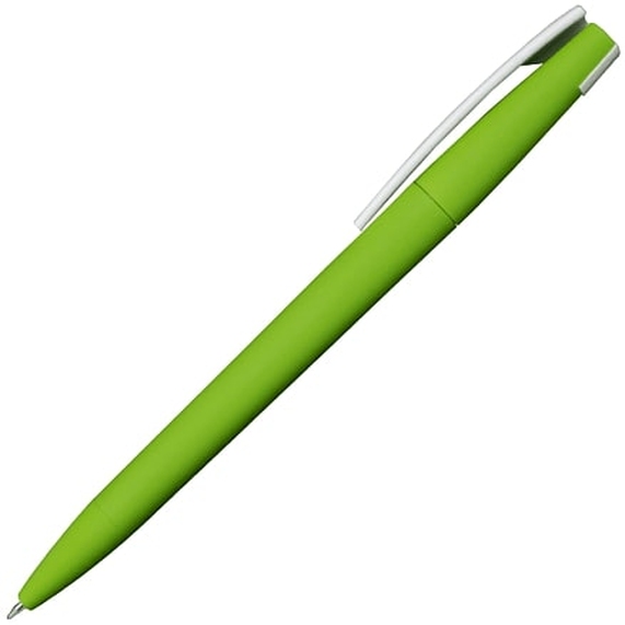 [Ручка шариковая Zorro, пластиковая, софт тач, салатовая/белая]