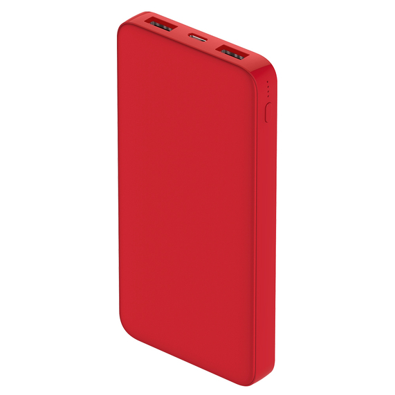 [Внешний аккумулятор Polus, 10000 Mah, софт-тач покрытие, красный]