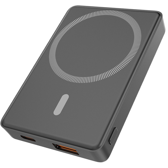[Магнитный внешний аккумулятор Magnetic с беспроводной зарядкой (5W), 5000 Mah, черный]