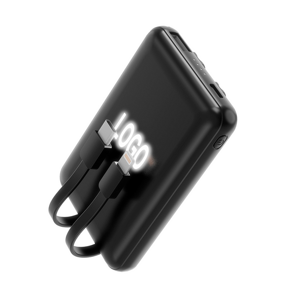 [Внешний аккумулятор Eron с подсветкой гравировки, 5000 mAh, чёрный/белый]