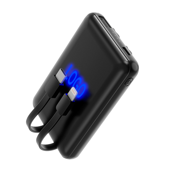 [Внешний аккумулятор Eron с подсветкой гравировки, 5000 mAh, чёрный/синий]