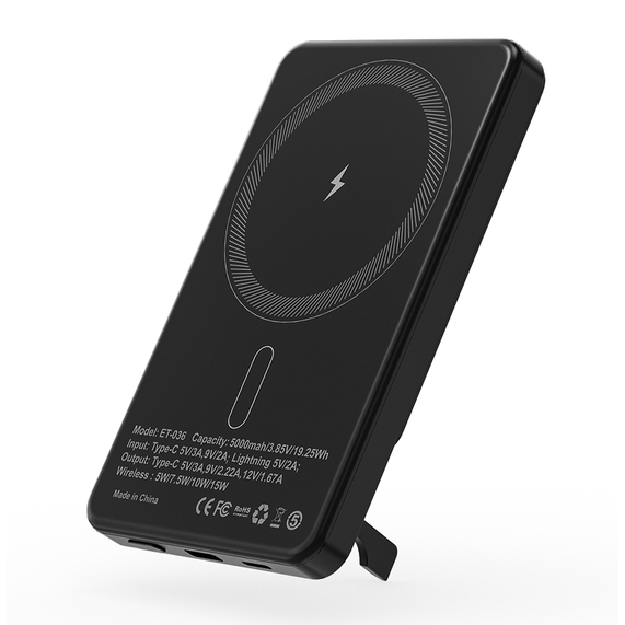 [Внешний аккумулятор c беспроводной зарядкой Superb, 5000 mAh, черный]