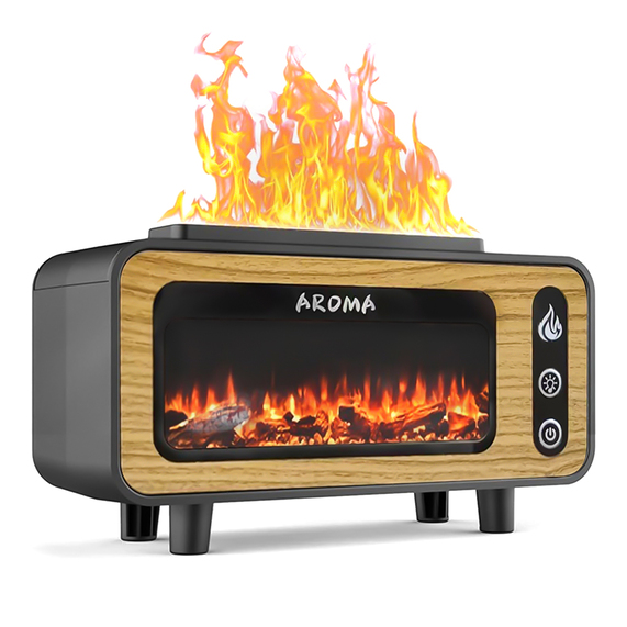 [Светодиодный USB увлажнитель-аромадиффузор Vintage Fireplace, коричневый]