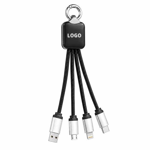 [Кабель - брелок Plug с подсветкой гравировки, черный]