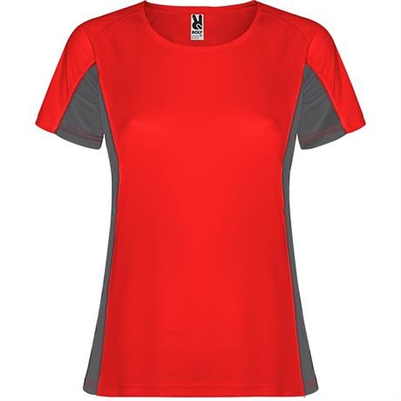 [Спортивная футболка SHANGHAI WOMAN женская, КРАСНЫЙ/ТЕМНЫЙ ГРАФИТ L]