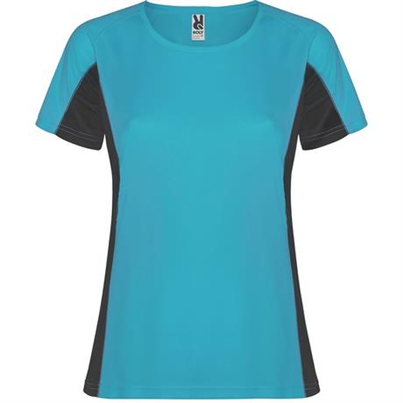 [Спортивная футболка SHANGHAI WOMAN женская, БИРЮЗОВЫЙ/ТЕМНЫЙ ГРАФИТ 2XL]