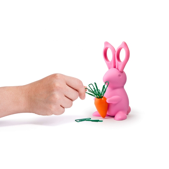 [Ножницы и магнит со скрепками Bunny, розовые]