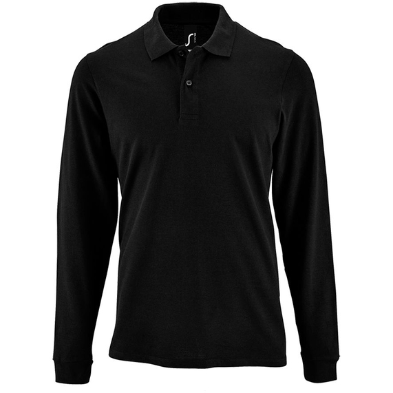 [Рубашка поло мужская с длинным рукавом Perfect LSL Men черная, размер 3XL]