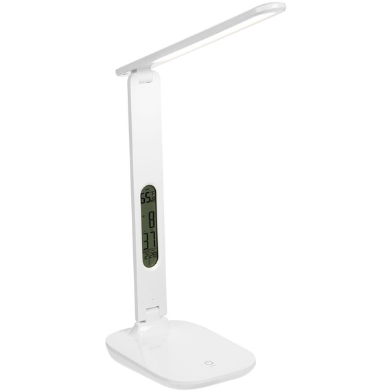 [Настольная лампа с часами и календарем Office Torch, белая]