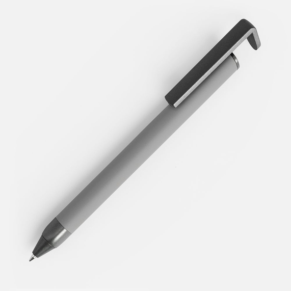 [Ручка шариковая Standic с подставкой для телефона, серая]