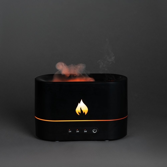 [Увлажнитель-ароматизатор с имитацией пламени Fuego, черный]