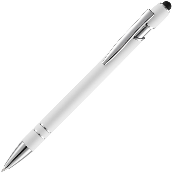 [Ручка шариковая Pointer Soft Touch со стилусом, белая]
