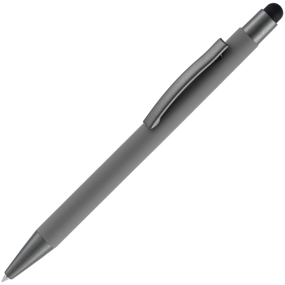 [Ручка шариковая Atento Soft Touch со стилусом, серая]