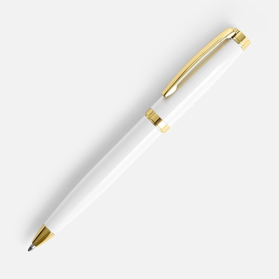 [Ручка шариковая Letra Gold, глянцевая, белая]