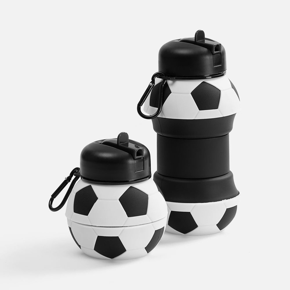 [Складная бутылка для воды Football Flex, белая с черным]