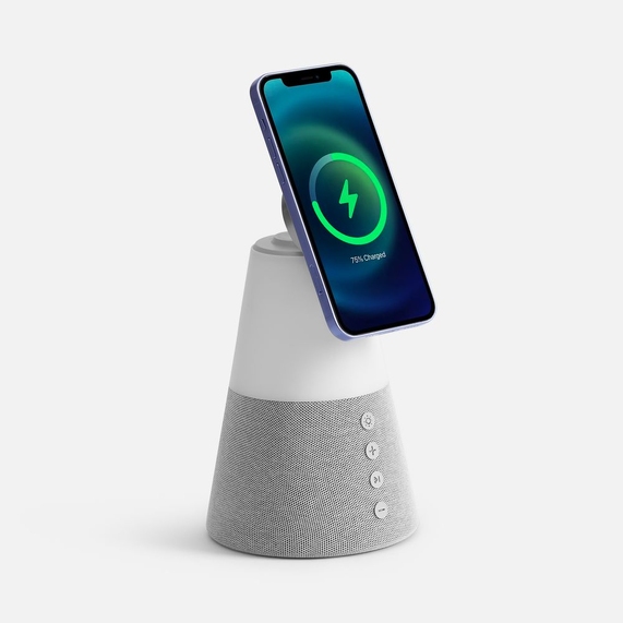 [Bluetooth-колонка с беспроводной зарядкой и подсветкой Cone Sonance, серая]