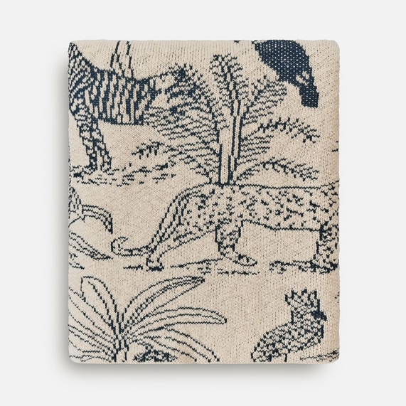 [Плед Savanna, белый с синим]