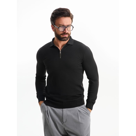 [Рубашка поло мужская с длинным рукавом Terrazzo, черная, размер L/XL]