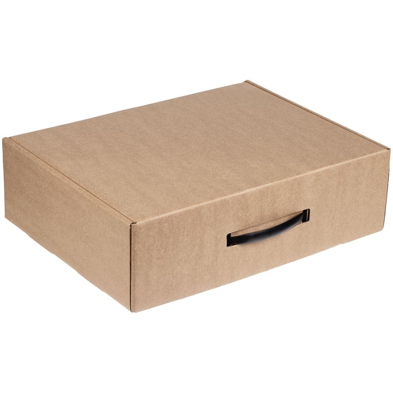 [Коробка самосборная Light Case, крафт, с черной ручкой]