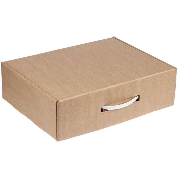 [Коробка самосборная Light Case, крафт, с белой ручкой]