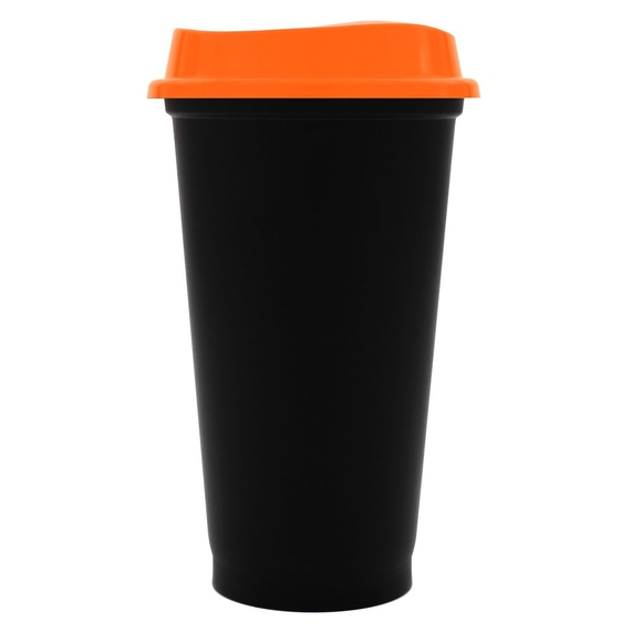 [Стакан с крышкой Color Cap Black, черный с оранжевым]