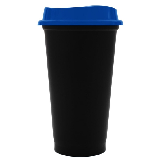 [Стакан с крышкой Color Cap Black, черный с синим]