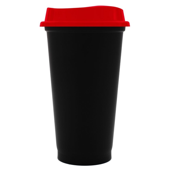 [Стакан с крышкой Color Cap Black, черный с красным]