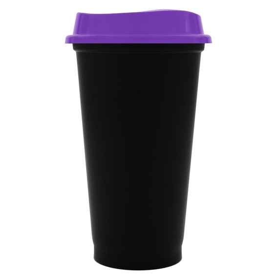 [Стакан с крышкой Color Cap Black, черный с фиолетовым]