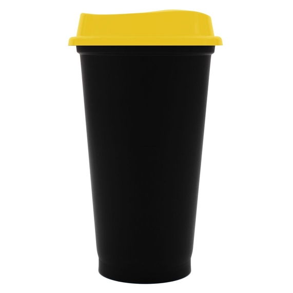 [Стакан с крышкой Color Cap Black, черный с желтым]