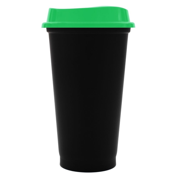 [Стакан с крышкой Color Cap Black, черный с зеленым]