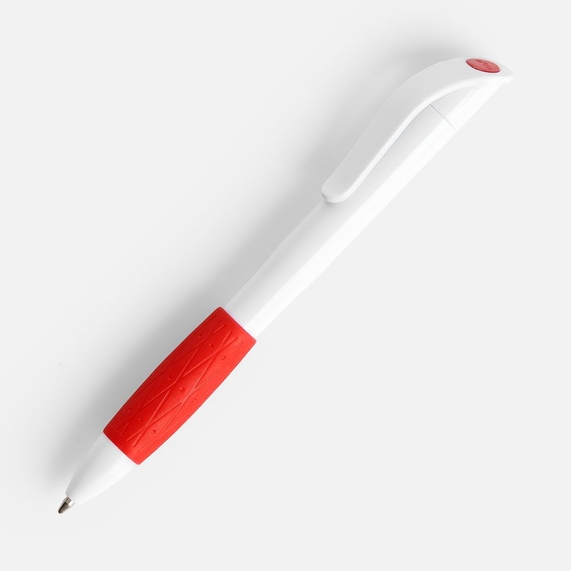 [Ручка шариковая Grip, белая с красным]