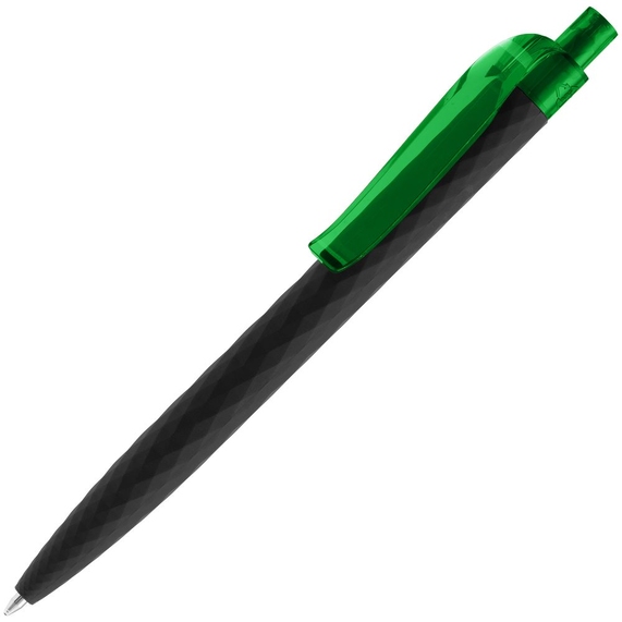 [Ручка шариковая Prodir QS01 PRT-T Soft Touch, черная с зеленым]