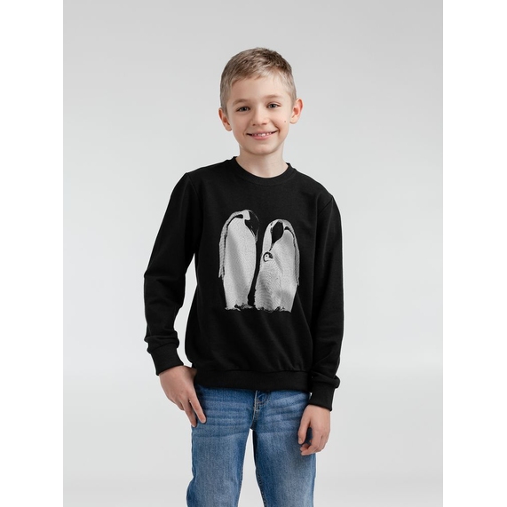 [Свитшот детский Like a Penguin, черный, 6 лет (106-116 см)]