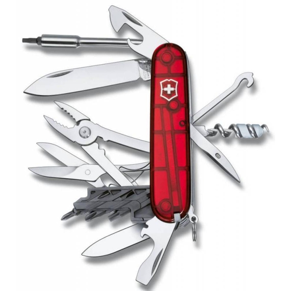 [Офицерский нож CyberTool L, прозрачный красный]