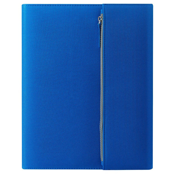 [Папка А4 "PATRIX" с блокнотом и карманом на молнии, синяя, полиэстер 600D]