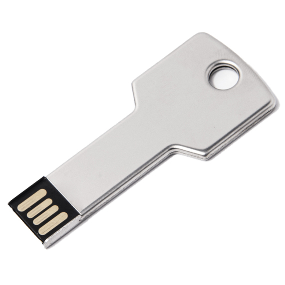 [USB flash-карта KEY (16Гб), серебристая, 5,7х2,4х0,3 см, металл]