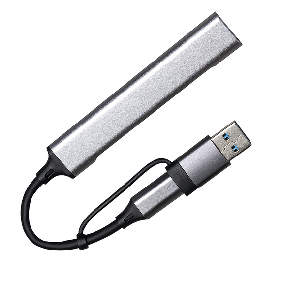 [USB-хаб BRANCH 4 в 1, серый, алюминий]